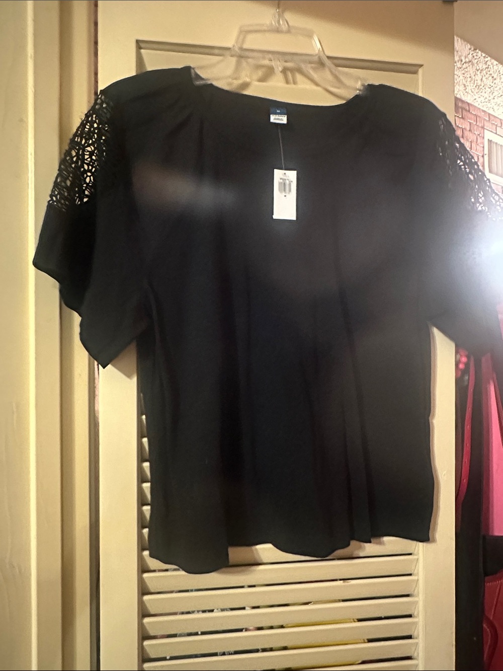 Old Navy Black Crochet-Sleeve Blouse